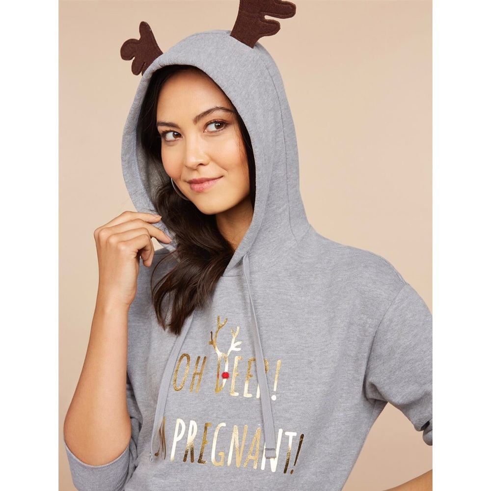 Pregnancy Announcement Sweatshirt Christmas‎ holiday reindeer Maternity